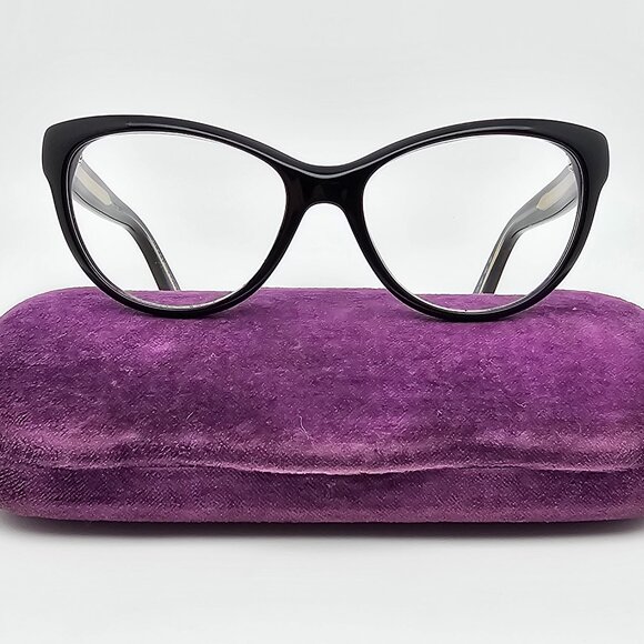 Gucci GG3851 Y6C Gloss Black Cat Eye Eyeglasses Frame w/ Case Italy 53-17-140